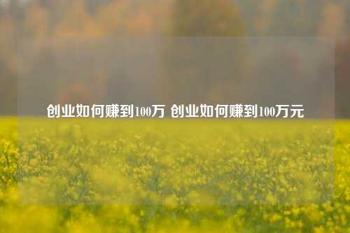 创业如何赚到100万 创业如何赚到100万元
