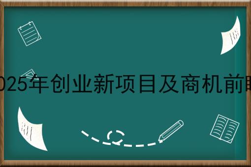 2025年创业新项目及商机前瞻